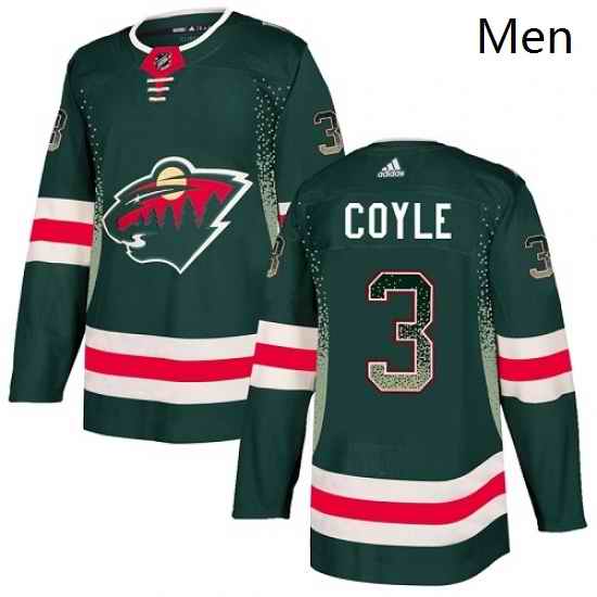 Mens Adidas Minnesota Wild 3 Charlie Coyle Authentic Green Drift Fashion NHL Jersey